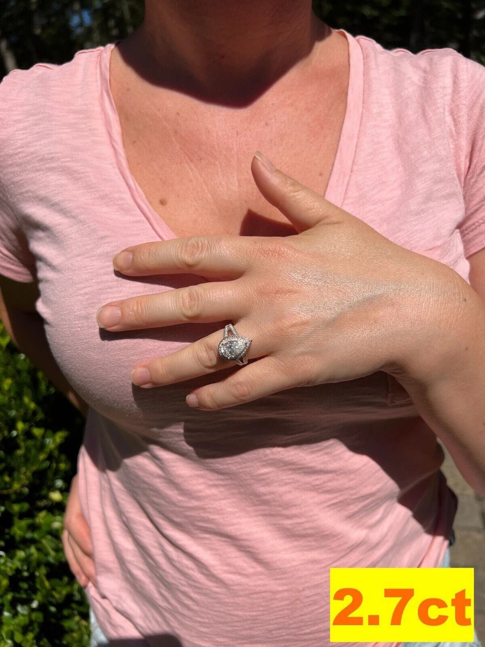 1.6-3ct Real Moissanite Halo Pear Tear Drop Engagement Promise Ring 925 Silver 5 1.6-3ct Real Moissanite Halo Pear Tear Drop Engagement Promise Ring 925 Silver - Image 3