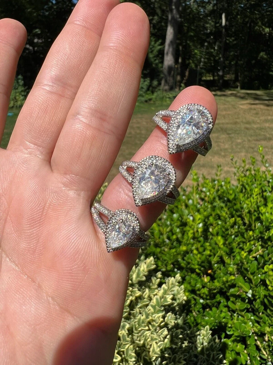 1.6-3ct Real Moissanite Halo Pear Tear Drop Engagement Promise Ring 925 Silver 7 1.6-3ct Real Moissanite Halo Pear Tear Drop Engagement Promise Ring 925 Silver - Image 5