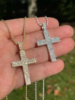 1.7ct MOISSANITE Cross Pendant Iced Hip Hop Out Necklace Real 925 Silver / Gold 24 1.7ct MOISSANITE Cross Pendant Iced Hip Hop Out Necklace Real 925 Silver / Gold -Harlem Bling Shop harlembling 1.7ct moissanite cross pendant iced hip hop out necklace real 925 silver gold 27196.1664384743