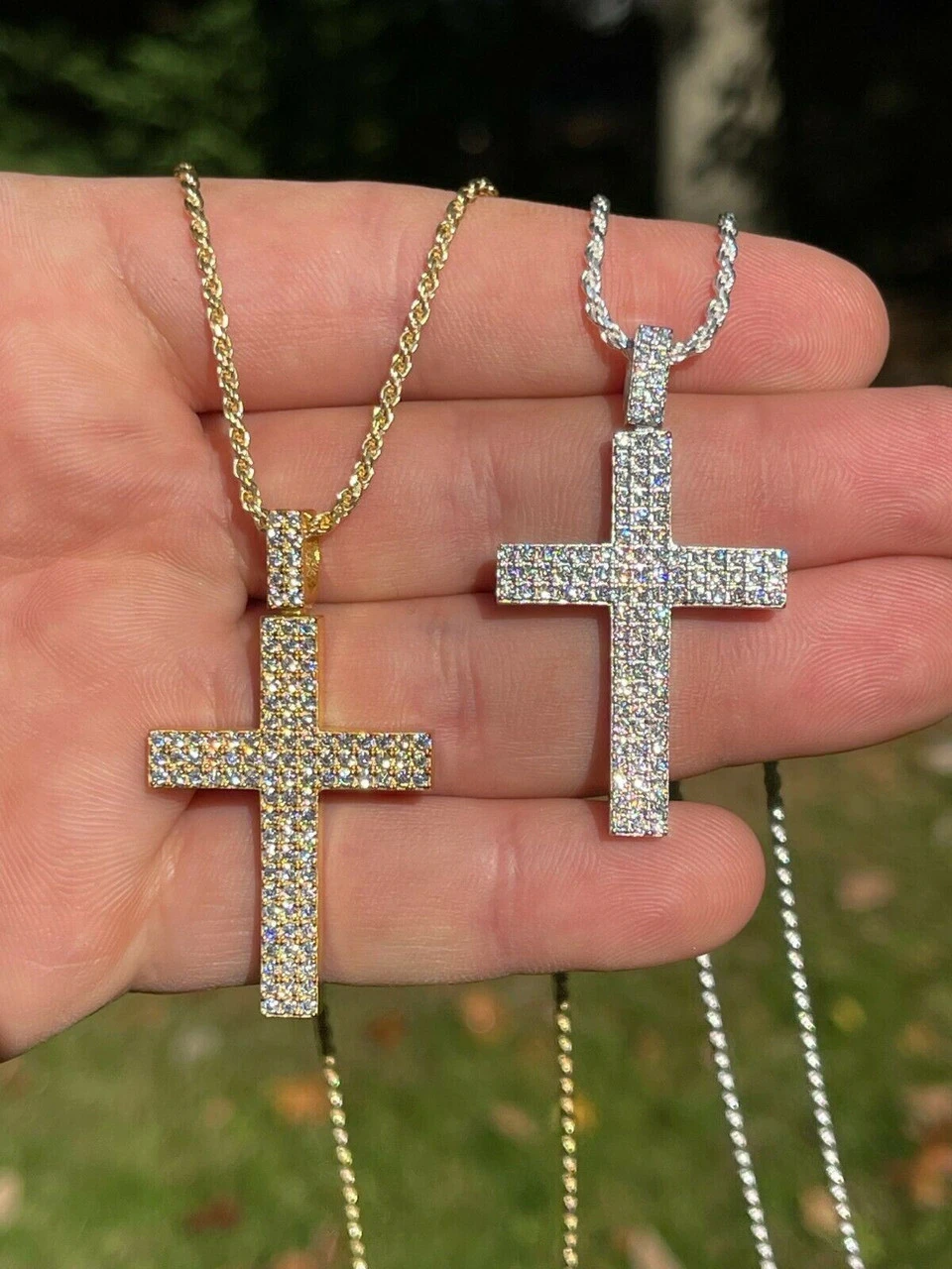 1.7ct MOISSANITE Cross Pendant Iced Hip Hop Out Necklace Real 925 Silver / Gold 5 1.7ct MOISSANITE Cross Pendant Iced Hip Hop Out Necklace Real 925 Silver / Gold - Image 3