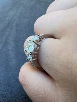 1.7ct Real Moissanite Promise Engagement Ring 925 Silver Three Stone VVS D Color -Harlem Bling Shop harlembling 1.7ct real moissanite promise engagement ring 925 silver three stone vvs d color 29195.1664543940