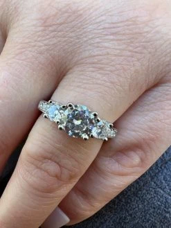 1.7ct Real Moissanite Promise Engagement Ring 925 Silver Three Stone VVS D Color -Harlem Bling Shop harlembling 1.7ct real moissanite promise engagement ring 925 silver three stone vvs d color 94630.1664543919