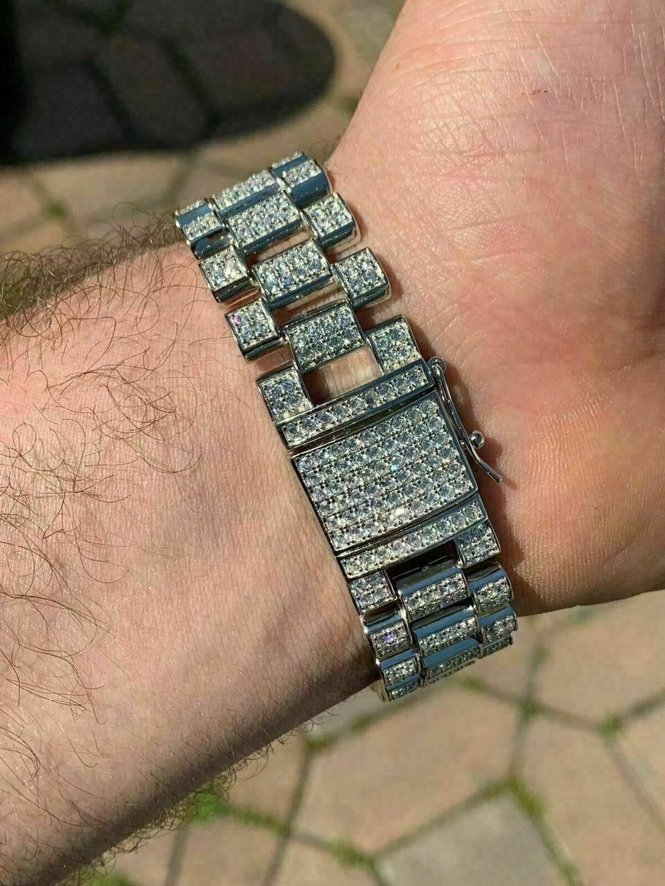 10ct MOISSANITE 20mm Men Iced Presidential Bracelet 925 Silver Pass Diamond Test 5 10ct MOISSANITE 20mm Men Iced Presidential Bracelet 925 Silver Pass Diamond Test - Image 3