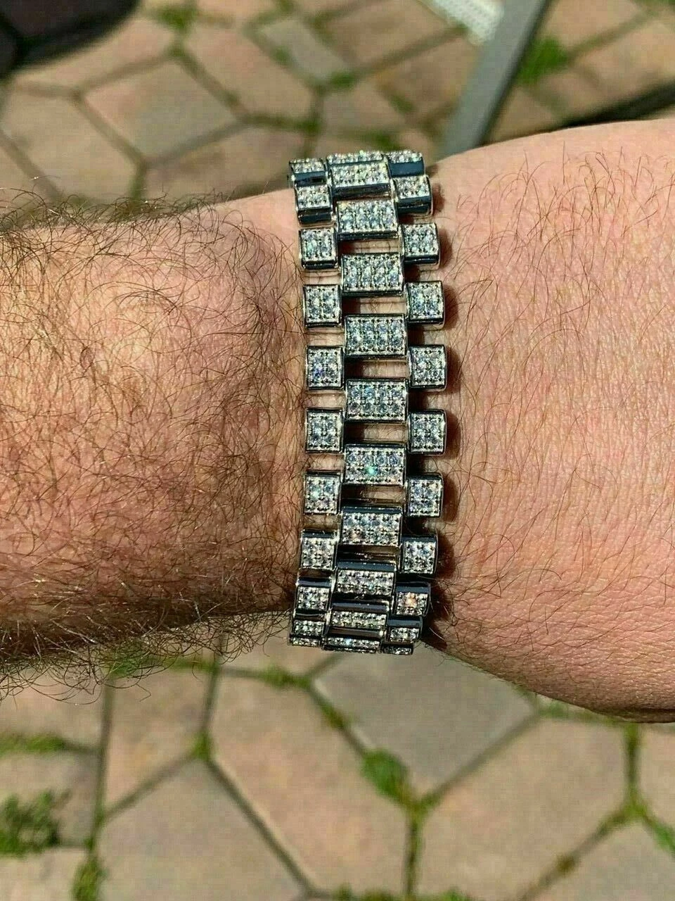 10ct MOISSANITE 20mm Men Iced Presidential Bracelet 925 Silver Pass Diamond Test 4 10ct MOISSANITE 20mm Men Iced Presidential Bracelet 925 Silver Pass Diamond Test - Image 2