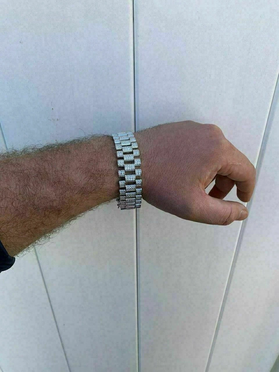10ct MOISSANITE 20mm Men Iced Presidential Bracelet 925 Silver Pass Diamond Test 7 10ct MOISSANITE 20mm Men Iced Presidential Bracelet 925 Silver Pass Diamond Test - Image 5