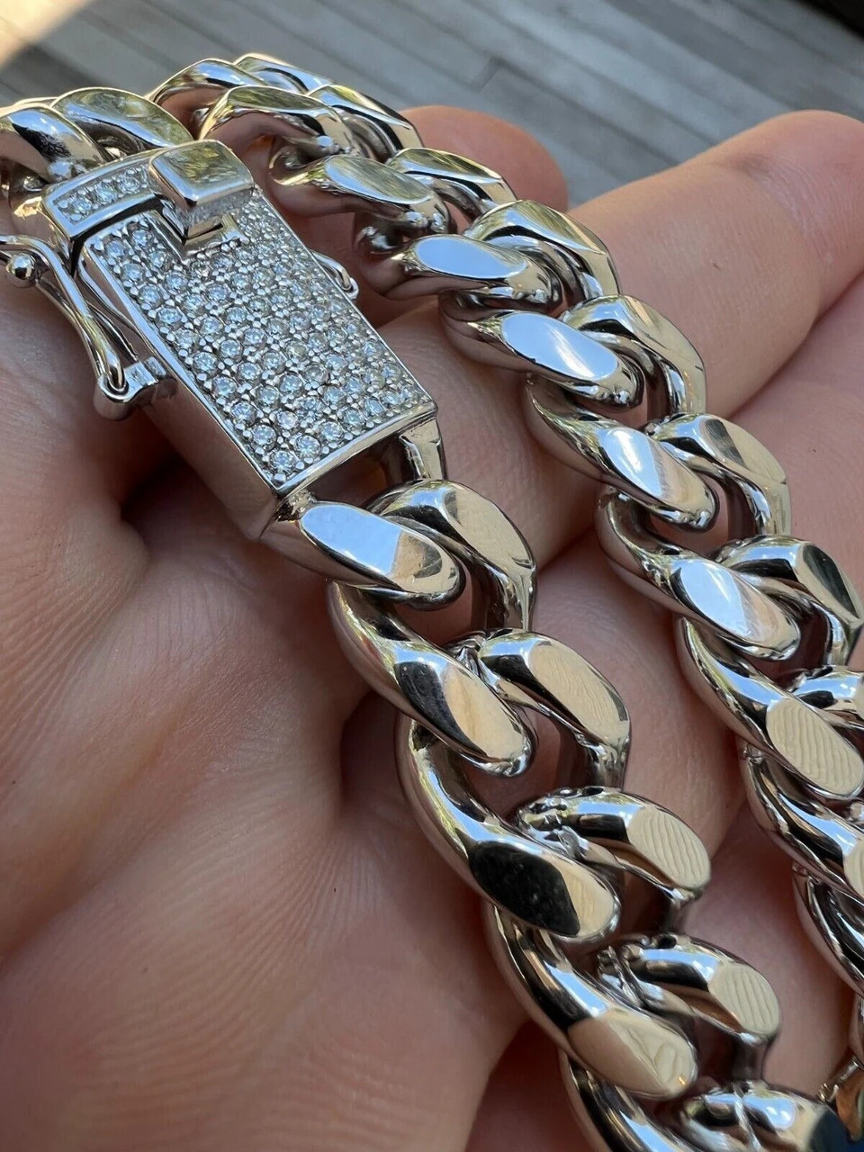 12mm Miami Cuban Link Chain Necklace Bracelet Solid 925 Silver MOISSANITE Clasp 6 12mm Miami Cuban Link Chain Necklace Bracelet Solid 925 Silver MOISSANITE Clasp - Image 4
