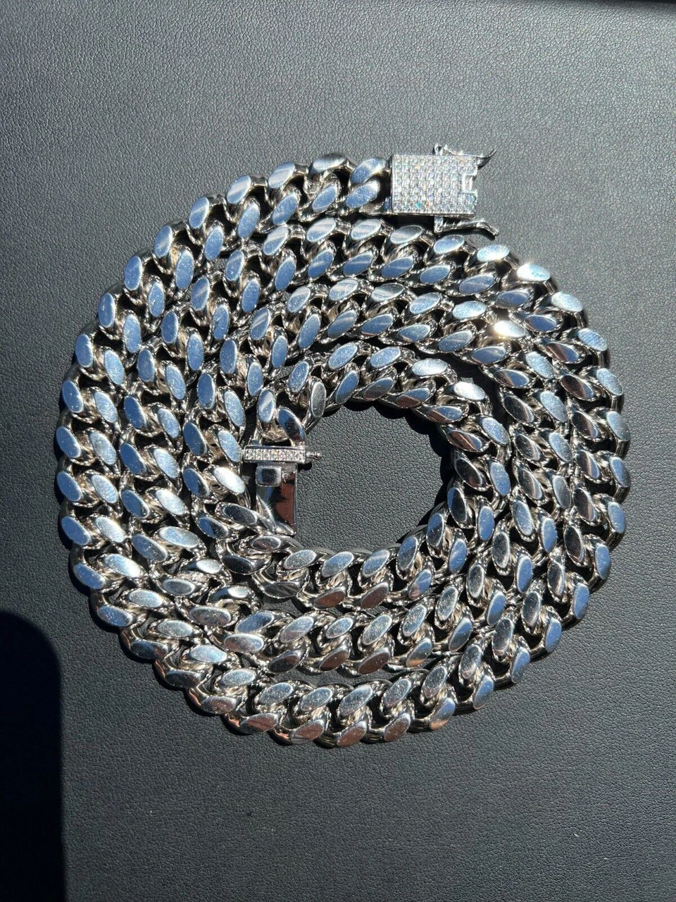 12mm Miami Cuban Link Chain Necklace Bracelet Solid 925 Silver MOISSANITE Clasp 7 12mm Miami Cuban Link Chain Necklace Bracelet Solid 925 Silver MOISSANITE Clasp - Image 5