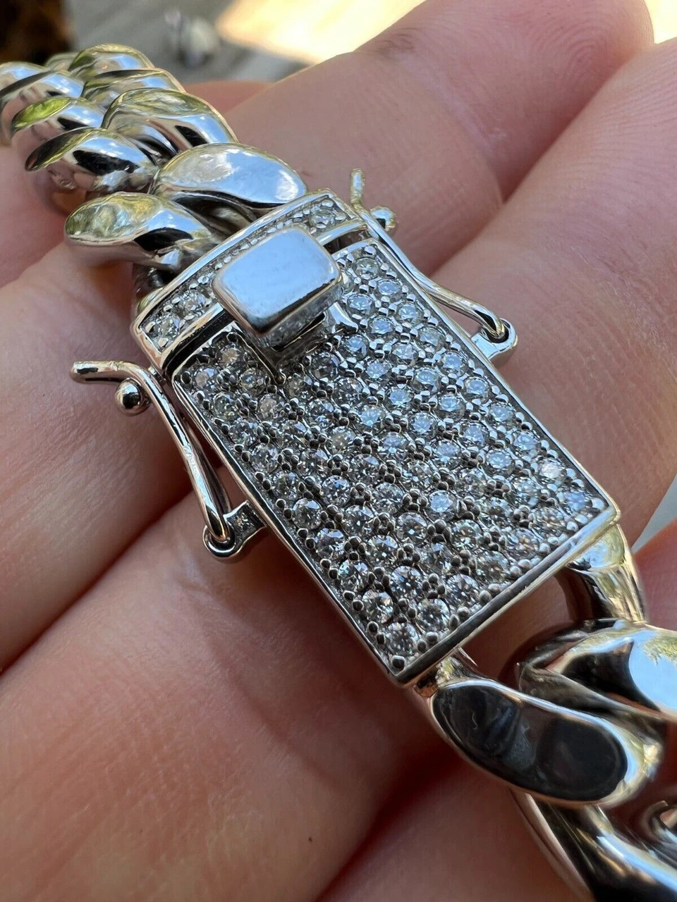 12mm Miami Cuban Link Chain Necklace Bracelet Solid 925 Silver MOISSANITE Clasp 14 12mm Miami Cuban Link Chain Necklace Bracelet Solid 925 Silver MOISSANITE Clasp - Image 12