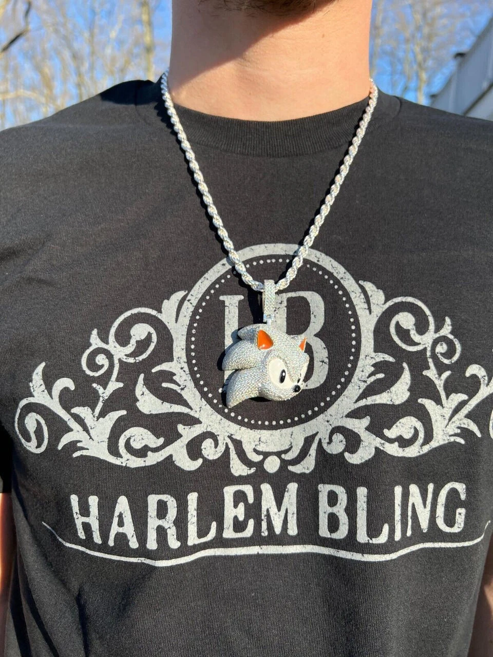 13.5ct MOISSANITE 925 Silver / Gold Plated Iced Large Sonic The Hedgehog Necklace Pendant 5 13.5ct MOISSANITE 925 Silver / Gold Plated Iced Large Sonic The Hedgehog Necklace Pendant - Image 3