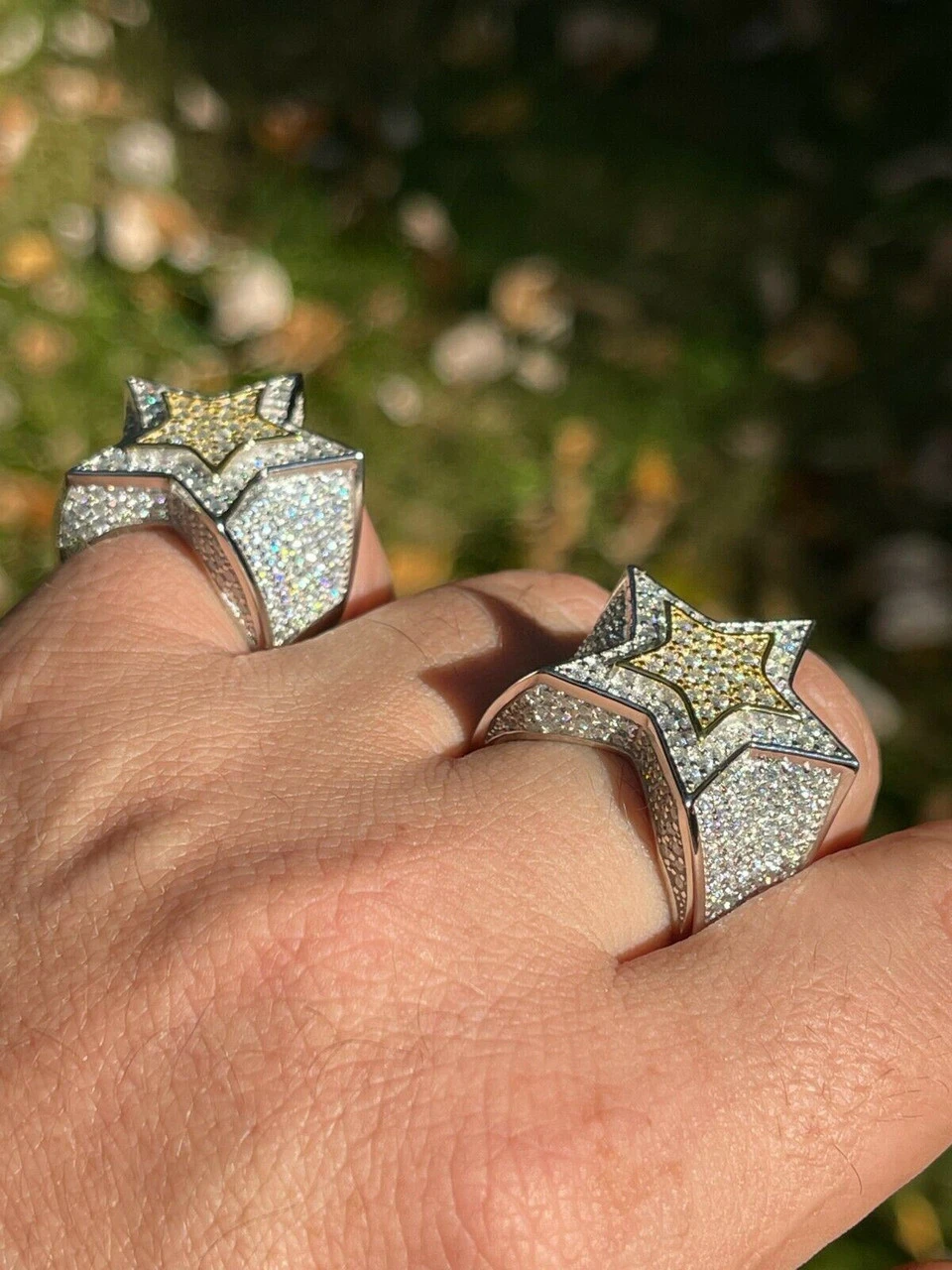 14k Gold & 925 Silver Iced Hip Hop STAR Pinky RING MOISSANITE Pass Diamond Test 11 14k Gold & 925 Silver Iced Hip Hop STAR Pinky RING MOISSANITE Pass Diamond Test - Image 9