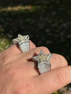 14k Gold & 925 Silver Iced Hip Hop STAR Pinky RING MOISSANITE Pass Diamond Test 18 14k Gold & 925 Silver Iced Hip Hop STAR Pinky RING MOISSANITE Pass Diamond Test -Harlem Bling Shop harlembling 14k gold and 925 silver iced hip hop star pinky ring moissanite pass diamond test 86032.1664358015