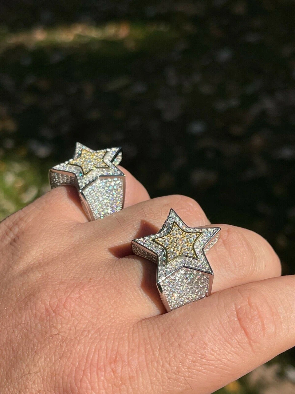 14k Gold & 925 Silver Iced Hip Hop STAR Pinky RING MOISSANITE Pass Diamond Test 7 14k Gold & 925 Silver Iced Hip Hop STAR Pinky RING MOISSANITE Pass Diamond Test - Image 5