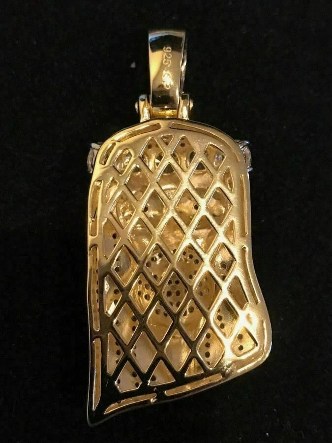 14k Gold Finish 925 Silver 4.5ct Simulated Diamond Jesus Piece Pendant 1"x2" ICY 4 14k Gold Finish 925 Silver 4.5ct Simulated Diamond Jesus Piece Pendant 1"x2" ICY - Image 2