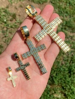 14k Gold Over 925 Sterling Silver Cross Pendant Baguette Iced Diamond Necklace 17 14k Gold Over 925 Sterling Silver Cross Pendant Baguette Iced Diamond Necklace -Harlem Bling Shop harlembling 14k gold over 925 sterling silver cross pendant baguette iced diamond necklace 48154.1664392897