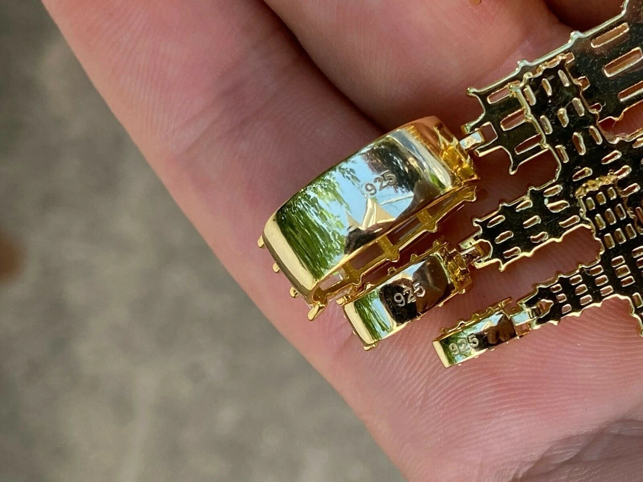 14k Gold Over 925 Sterling Silver Cross Pendant Baguette Iced Diamond Necklace 7 14k Gold Over 925 Sterling Silver Cross Pendant Baguette Iced Diamond Necklace - Image 5