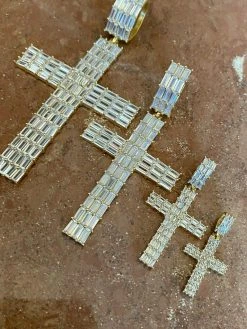 14k Gold Over 925 Sterling Silver Cross Pendant Baguette Iced Diamond Necklace 20 14k Gold Over 925 Sterling Silver Cross Pendant Baguette Iced Diamond Necklace -Harlem Bling Shop harlembling 14k gold over 925 sterling silver cross pendant baguette iced diamond necklace 78624.1664375615