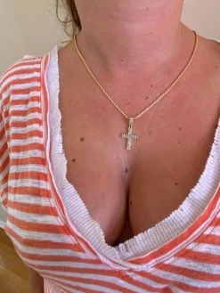 14k Gold Over 925 Sterling Silver Cross Pendant Baguette Iced Diamond Necklace 25 14k Gold Over 925 Sterling Silver Cross Pendant Baguette Iced Diamond Necklace -Harlem Bling Shop harlembling 14k gold over 925 sterling silver cross pendant baguette iced diamond necklace 79917.1664400420