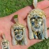 14k Gold Over Real 925 Sterling Silver Icy Jesus Piece Pendant Iced Men Necklace 2 14k Gold Over Real 925 Sterling Silver Icy Jesus Piece Pendant Iced Men Necklace -Harlem Bling Shop harlembling 14k gold over real 925 sterling silver icy jesus piece pendant iced men necklace 39599.1664379364