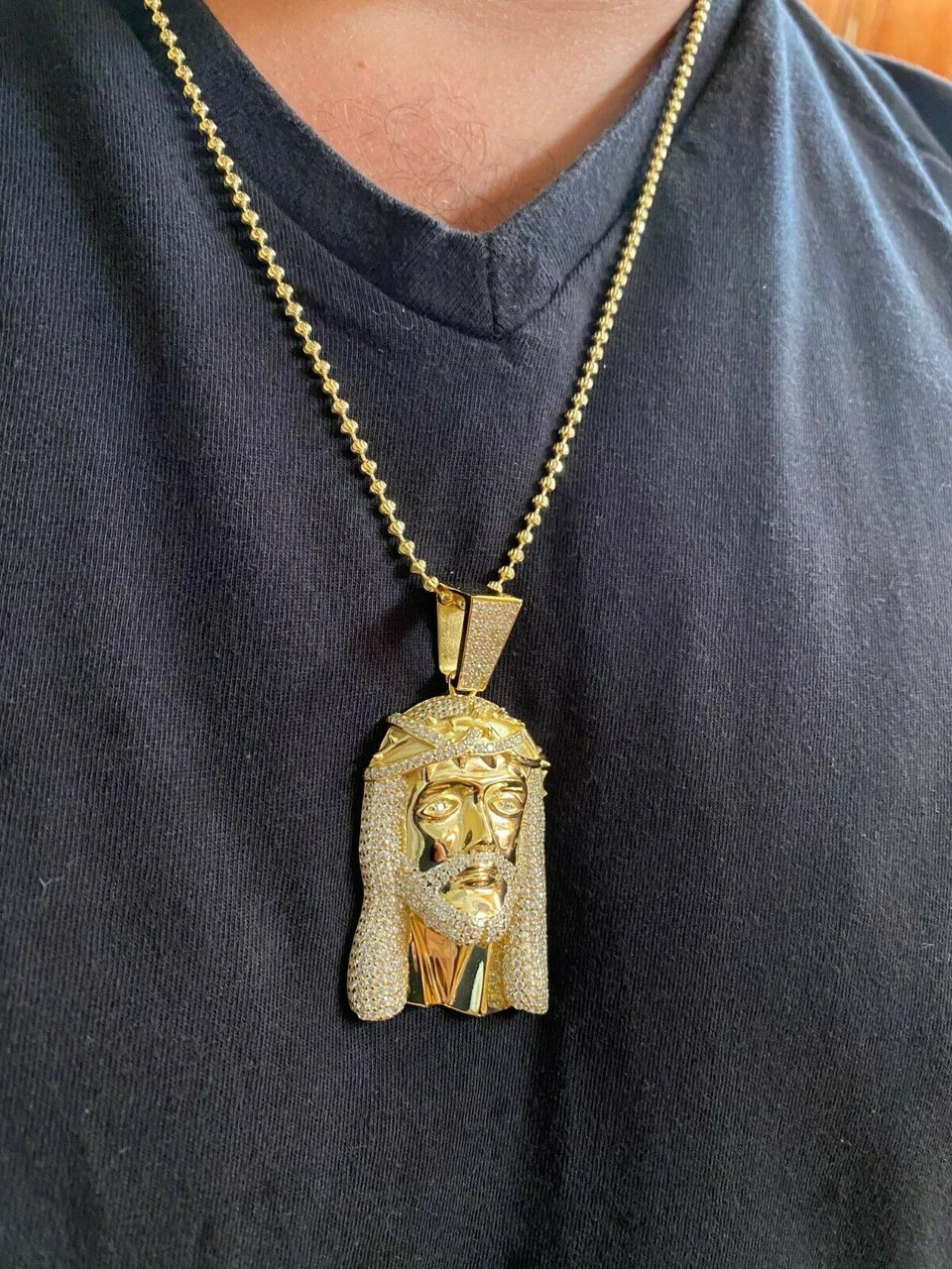 14k Gold Over Real 925 Sterling Silver Icy Jesus Piece Pendant Iced Men Necklace 9 14k Gold Over Real 925 Sterling Silver Icy Jesus Piece Pendant Iced Men Necklace - Image 7