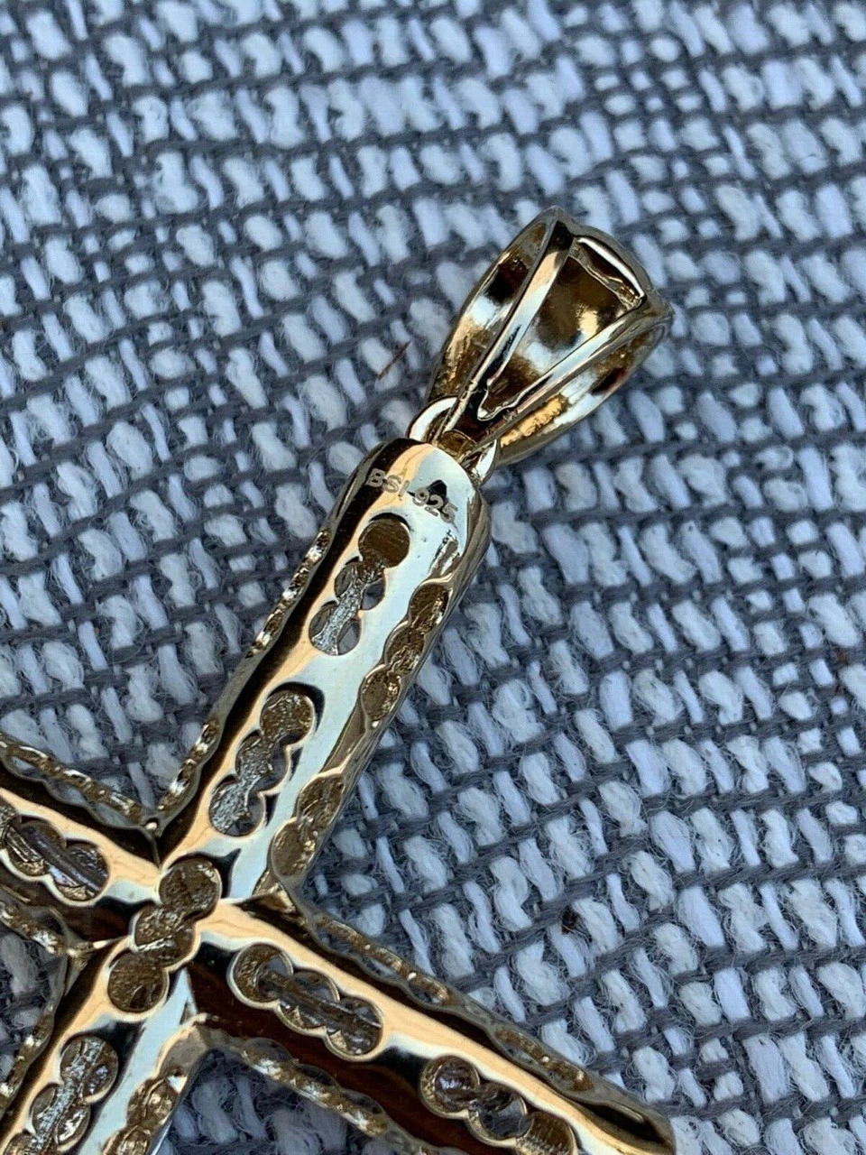 14k Gold Over Real Solid 925 Silver Cross Jesus Piece 4 Sizes Mens Ladies ITALY 6 14k Gold Over Real Solid 925 Silver Cross Jesus Piece 4 Sizes Mens Ladies ITALY - Image 4