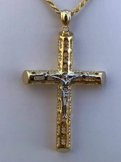 14k Gold Over Real Solid 925 Silver Cross Jesus Piece 4 Sizes Mens Ladies ITALY 16 14k Gold Over Real Solid 925 Silver Cross Jesus Piece 4 Sizes Mens Ladies ITALY -Harlem Bling Shop harlembling 14k gold over real solid 925 silver cross jesus piece 4 sizes mens ladies italy 89070.1664387753