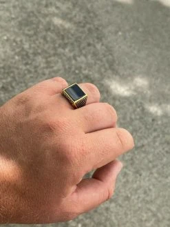 14k Gold Over Real Solid 925 Sterling Silver Black Onyx Pinky Ring 7-13 Signet -Harlem Bling Shop harlembling 14k gold over real solid 925 sterling silver black onyx pinky ring 7 13 signet 26883.1664399403