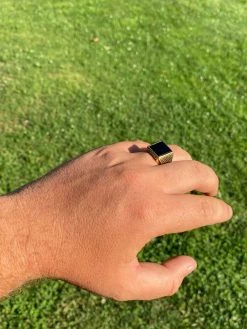 14k Gold Over Real Solid 925 Sterling Silver Black Onyx Pinky Ring 7-13 Signet -Harlem Bling Shop harlembling 14k gold over real solid 925 sterling silver black onyx pinky ring 7 13 signet 81184.1664382126