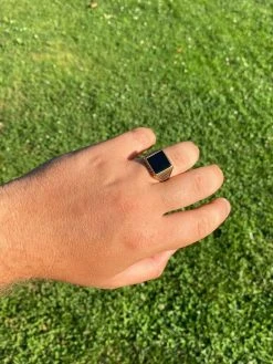14k Gold Over Real Solid 925 Sterling Silver Black Onyx Pinky Ring 7-13 Signet -Harlem Bling Shop harlembling 14k gold over real solid 925 sterling silver black onyx pinky ring 7 13 signet 99304.1664388022