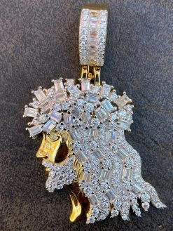 14k Gold Over Silver Iced Hip Hop Jesus Pendant Iced Baguette Diamond Necklace 22 14k Gold Over Silver Iced Hip Hop Jesus Pendant Iced Baguette Diamond Necklace -Harlem Bling Shop harlembling 14k gold over silver iced hip hop jesus pendant iced baguette diamond necklace 09817.1664362076