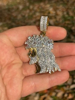 14k Gold Over Silver Iced Hip Hop Jesus Pendant Iced Baguette Diamond Necklace 20 14k Gold Over Silver Iced Hip Hop Jesus Pendant Iced Baguette Diamond Necklace -Harlem Bling Shop harlembling 14k gold over silver iced hip hop jesus pendant iced baguette diamond necklace 16571.1664362560