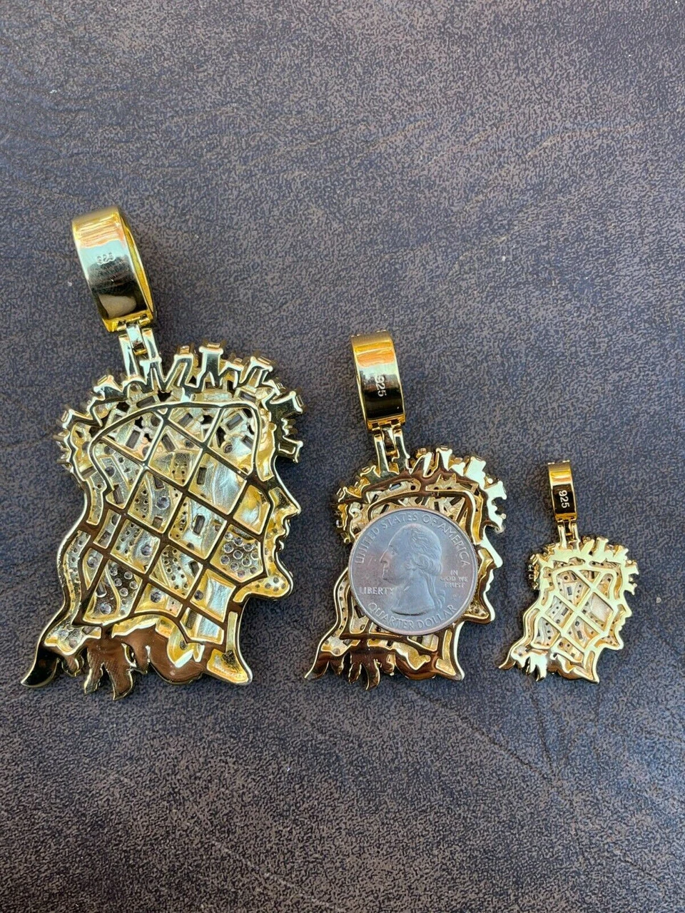 14k Gold Over Silver Iced Hip Hop Jesus Pendant Iced Baguette Diamond Necklace 14 14k Gold Over Silver Iced Hip Hop Jesus Pendant Iced Baguette Diamond Necklace - Image 12