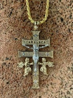 14k Gold Over Solid 925 Silver Caravaca Cross Double Crucifix For Men LARGE 2.5" 16 14k Gold Over Solid 925 Silver Caravaca Cross Double Crucifix For Men LARGE 2.5" -Harlem Bling Shop harlembling 14k gold over solid 925 silver caravaca cross double crucifix for men large 2.5 89817.1664387180