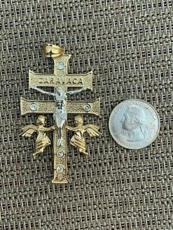 14k Gold Over Solid 925 Silver Caravaca Cross Double Crucifix For Men LARGE 2.5" 25 14k Gold Over Solid 925 Silver Caravaca Cross Double Crucifix For Men LARGE 2.5" -Harlem Bling Shop harlembling 14k gold over solid 925 silver caravaca cross double crucifix for men large 2.5 99871.1664377768