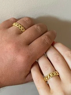 14k Gold Over Solid 925 Silver Men's Ladies 6mm Wedding Band Cuban Link Ring -Harlem Bling Shop harlembling 14k gold over solid 925 silver mens ladies 6mm wedding band cuban link ring 52812.1664398808