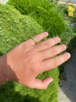 14k Gold Over Solid 925 Silver Men's Ladies 6mm Wedding Band Cuban Link Ring -Harlem Bling Shop harlembling 14k gold over solid 925 silver mens ladies 6mm wedding band cuban link ring 94678.1664396989