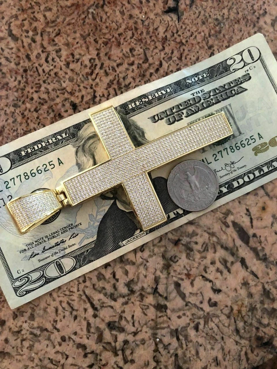 14k Gold Over Solid 925 Silver Mens Large Cross 5ct Diamonds 3.25” BIG Hip Hop 7 14k Gold Over Solid 925 Silver Mens Large Cross 5ct Diamonds 3.25” BIG Hip Hop - Image 5