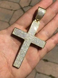 14k Gold Over Solid 925 Silver Mens Large Cross 5ct Diamonds 3.25” BIG Hip Hop 32 14k Gold Over Solid 925 Silver Mens Large Cross 5ct Diamonds 3.25” BIG Hip Hop -Harlem Bling Shop harlembling 14k gold over solid 925 silver mens large cross 5ct diamonds 3.25 big hip hop 44350.1664378891