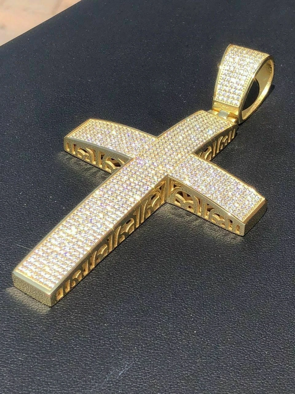 14k Gold Over Solid 925 Silver Mens Large Cross 5ct Diamonds 3.25” BIG Hip Hop 18 14k Gold Over Solid 925 Silver Mens Large Cross 5ct Diamonds 3.25” BIG Hip Hop - Image 16