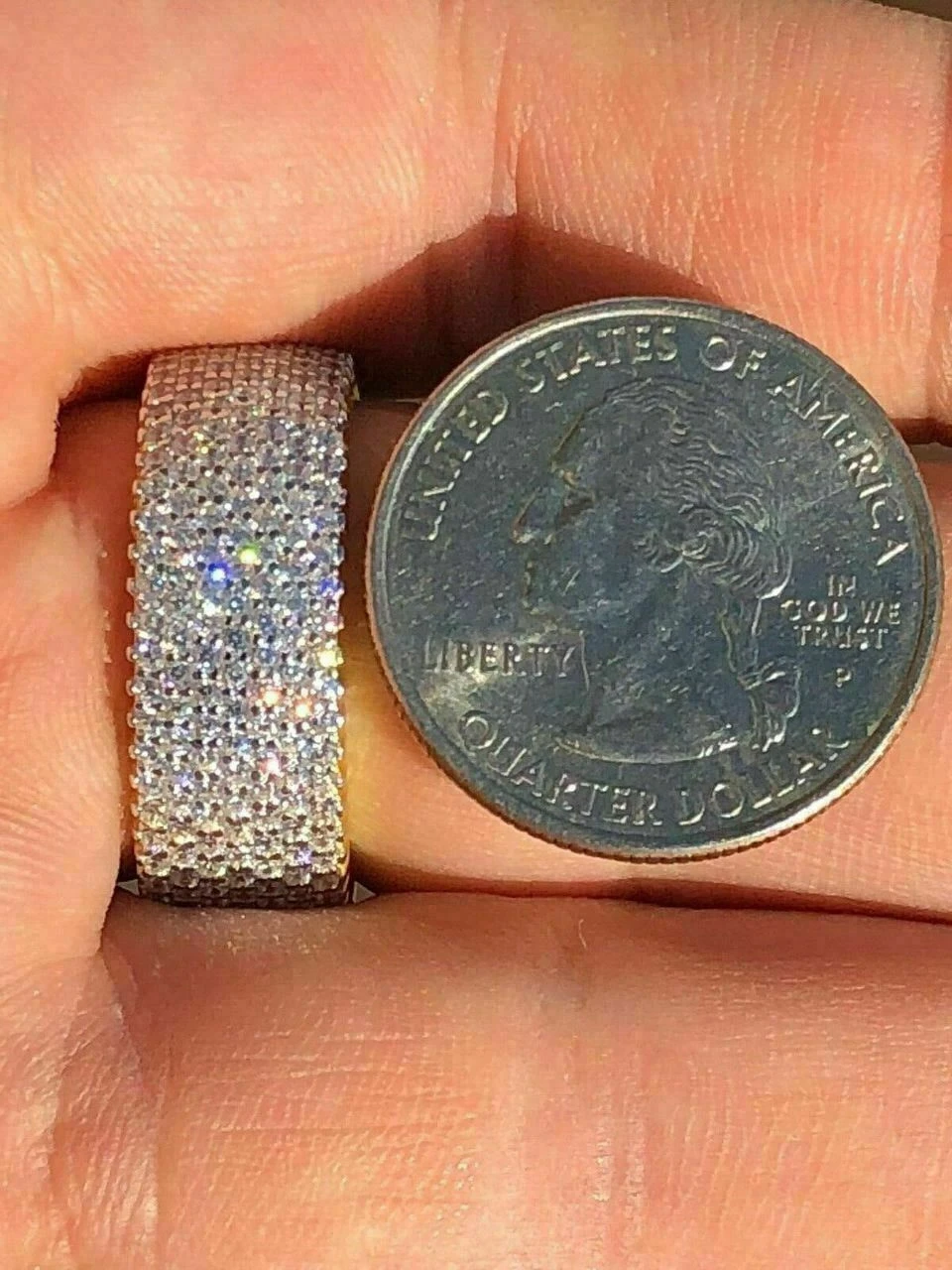 14k Gold Over Solid 925 Silver Real Icy Eternity Band Wedding Hip Hop Pinky Ring 6 14k Gold Over Solid 925 Silver Real Icy Eternity Band Wedding Hip Hop Pinky Ring - Image 4