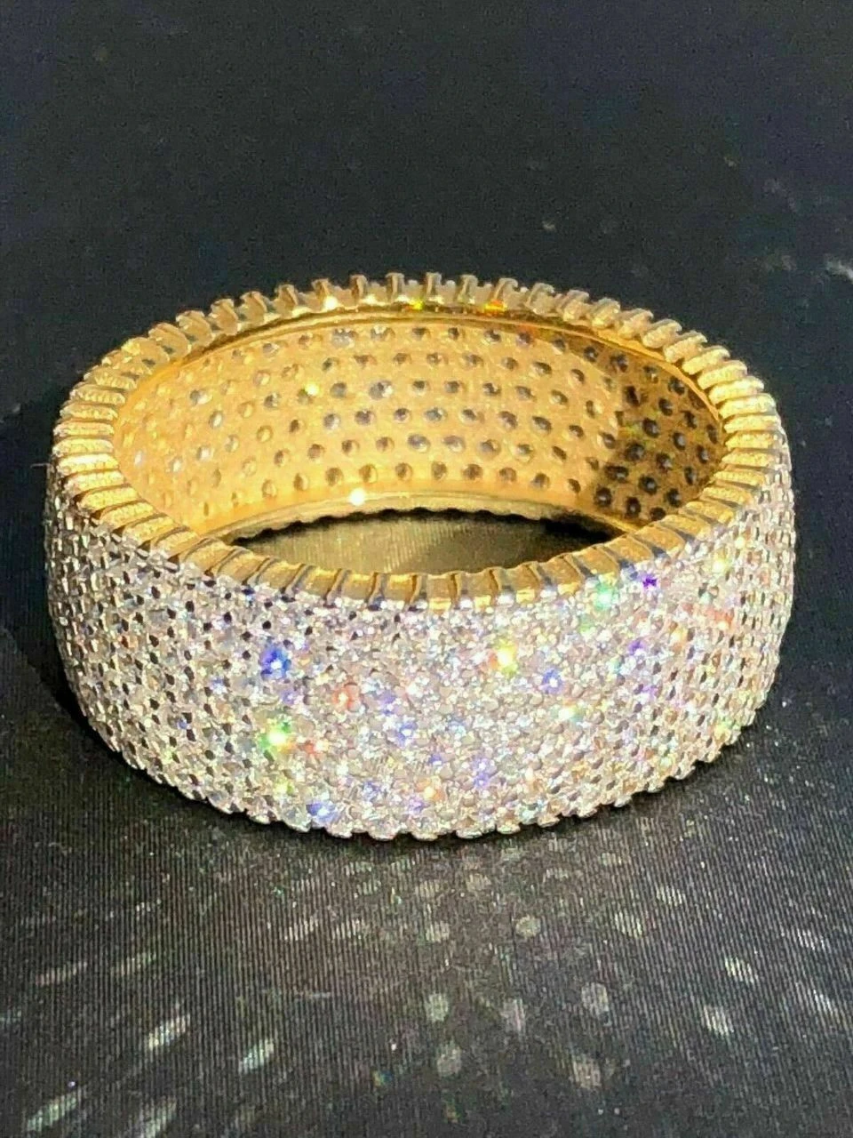 14k Gold Over Solid 925 Silver Real Icy Eternity Band Wedding Hip Hop Pinky Ring 8 14k Gold Over Solid 925 Silver Real Icy Eternity Band Wedding Hip Hop Pinky Ring - Image 6