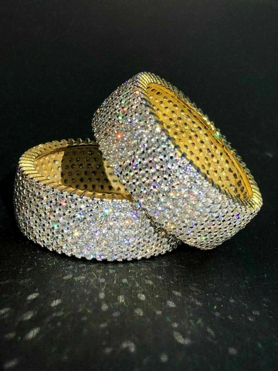 14k Gold Over Solid 925 Silver Real Icy Eternity Band Wedding Hip Hop Pinky Ring 11 14k Gold Over Solid 925 Silver Real Icy Eternity Band Wedding Hip Hop Pinky Ring - Image 9