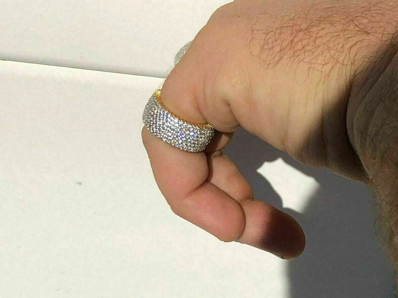 14k Gold Over Solid 925 Silver Real Icy Eternity Band Wedding Hip Hop Pinky Ring 5 14k Gold Over Solid 925 Silver Real Icy Eternity Band Wedding Hip Hop Pinky Ring - Image 3