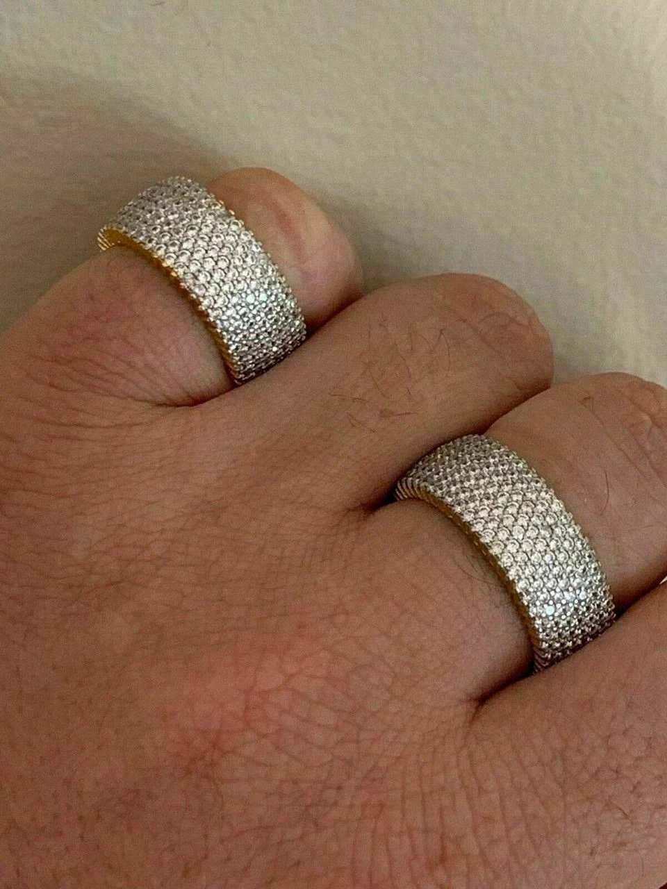 14k Gold Over Solid 925 Silver Real Icy Eternity Band Wedding Hip Hop Pinky Ring 9 14k Gold Over Solid 925 Silver Real Icy Eternity Band Wedding Hip Hop Pinky Ring - Image 7