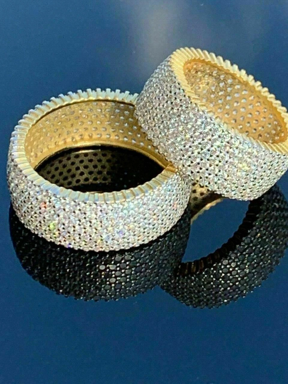 14k Gold Over Solid 925 Silver Real Icy Eternity Band Wedding Hip Hop Pinky Ring 12 14k Gold Over Solid 925 Silver Real Icy Eternity Band Wedding Hip Hop Pinky Ring - Image 10