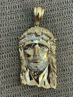 14k Gold Over Solid 925 Sterling Silver Jesus Piece Necklace Large 2.5" ITALY -Harlem Bling Shop harlembling 14k gold over solid 925 sterling silver jesus piece necklace large 2.5 italy 10898.1664377419
