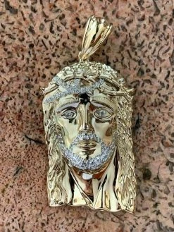 14k Gold Over Solid 925 Sterling Silver Jesus Piece Necklace Large 2.5" ITALY -Harlem Bling Shop harlembling 14k gold over solid 925 sterling silver jesus piece necklace large 2.5 italy 72090.1664378659