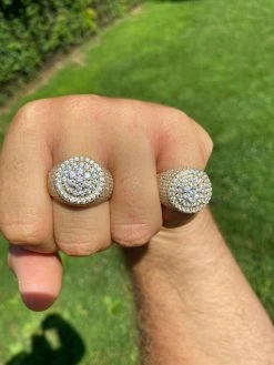 14k Gold Over Solid 925 Sterling Silver Men's Iced Diamond Pinky Ring HIP-HOP -Harlem Bling Shop harlembling 14k gold over solid 925 sterling silver mens iced diamond pinky ring hip hop 90256.1664371341