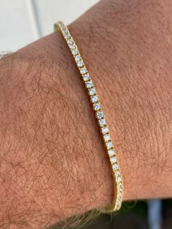 14k Gold Over Solid Silver 2mm MOISSANITE Tennis Bracelet Pass Diamond Test Iced 17 14k Gold Over Solid Silver 2mm MOISSANITE Tennis Bracelet Pass Diamond Test Iced -Harlem Bling Shop harlembling 14k gold over solid silver 2mm moissanite tennis bracelet pass diamond test iced 31769.1664372639