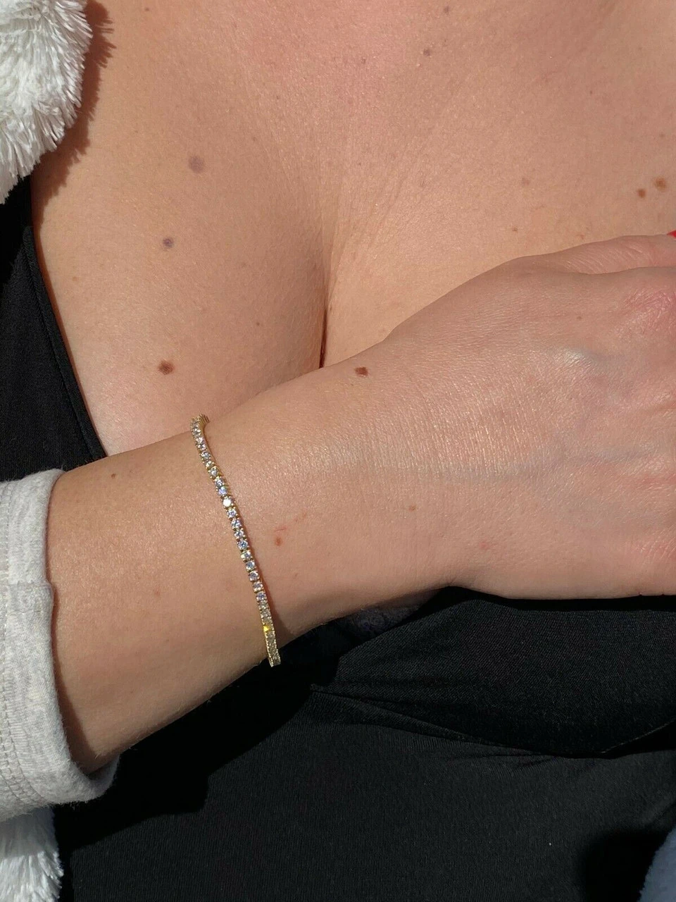 14k Gold Over Solid Silver 2mm MOISSANITE Tennis Bracelet Pass Diamond Test Iced 12 14k Gold Over Solid Silver 2mm MOISSANITE Tennis Bracelet Pass Diamond Test Iced - Image 10