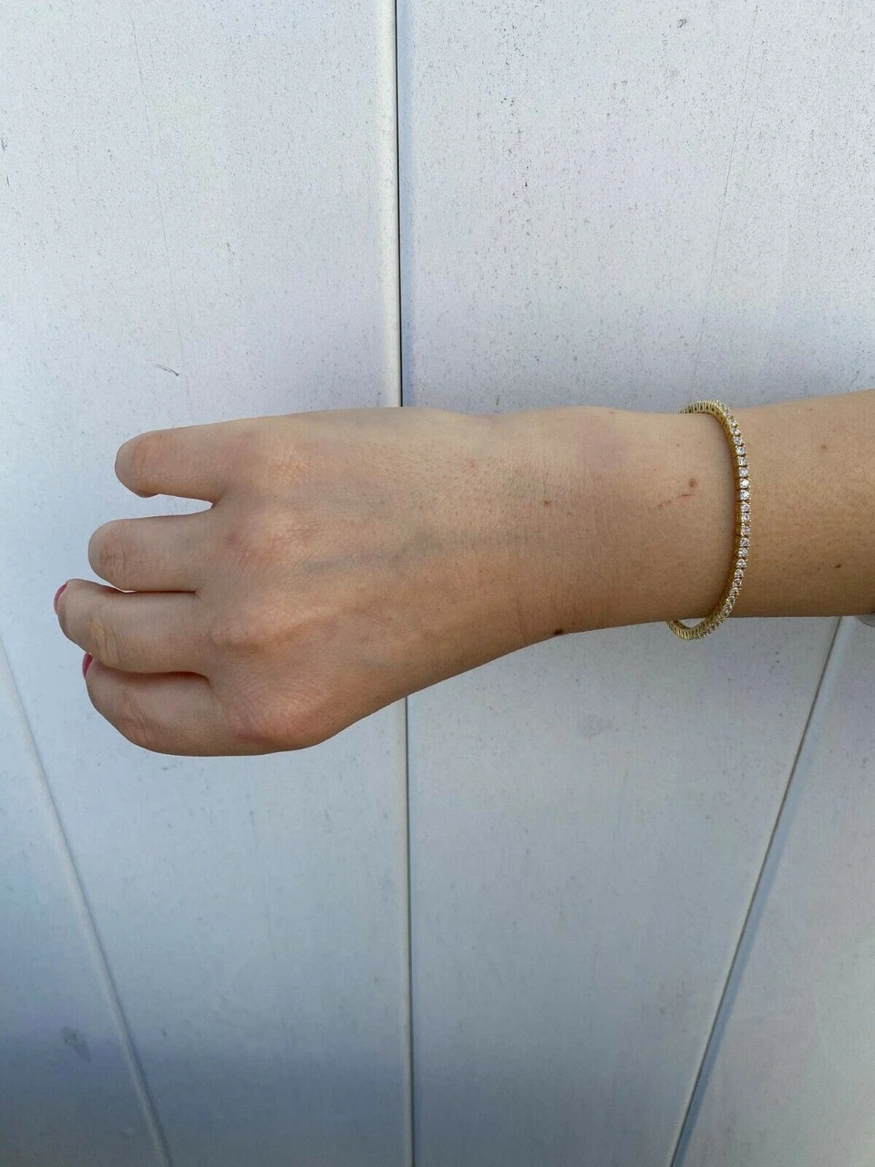 14k Gold Over Solid Silver 2mm MOISSANITE Tennis Bracelet Pass Diamond Test Iced 9 14k Gold Over Solid Silver 2mm MOISSANITE Tennis Bracelet Pass Diamond Test Iced - Image 7